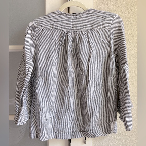 St Roche - Women's Lula Bell Sleeve Linen Stripe Top - Size Small- Black & White - Picture 3 of 5